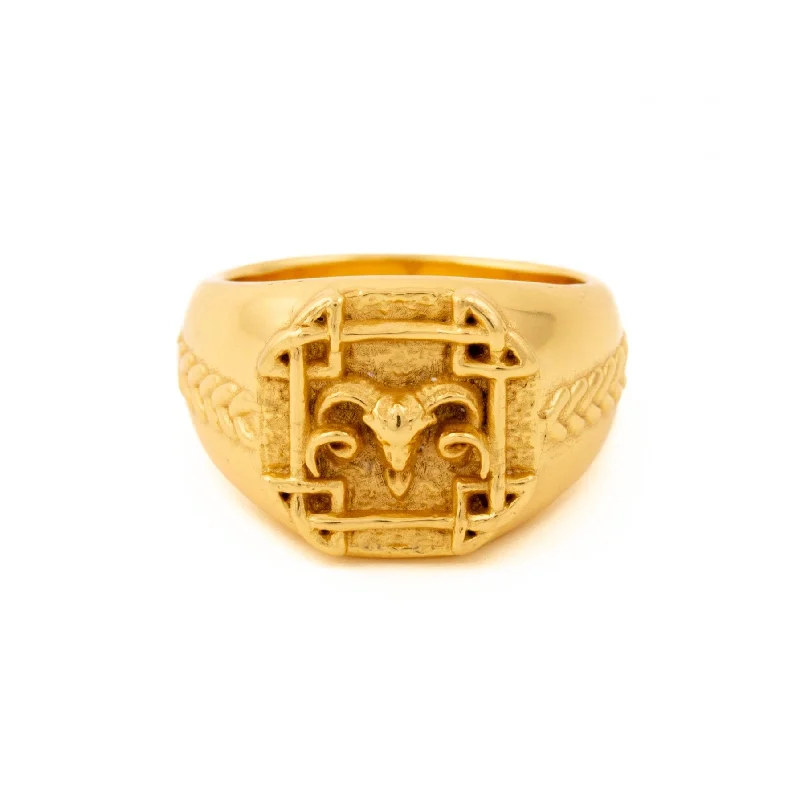 Fox motif rings-Gold Squared Celtic Aries Ring