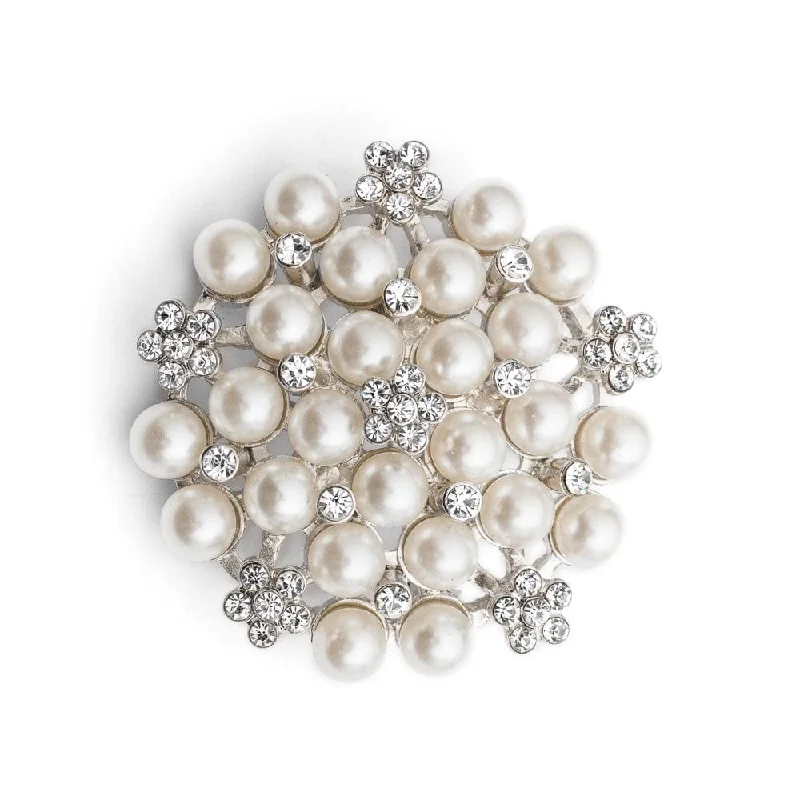 Sleek rose brooch-Audrey Hepburn Style Brooch: Pearl and Diamante Brooch