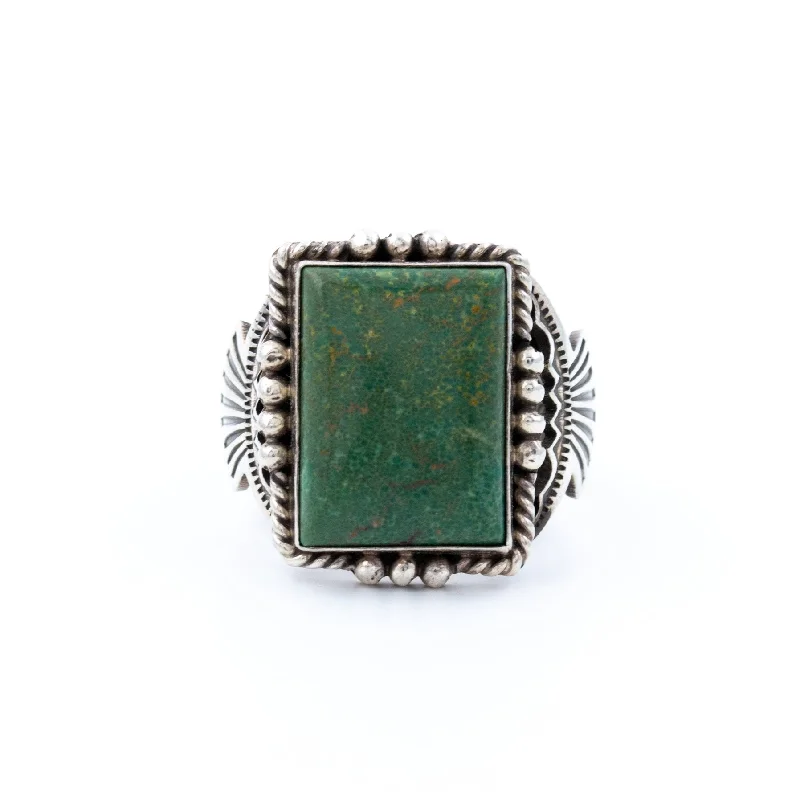 Ruby gem rings-Classic Square-Cut Green Turquoise Ring