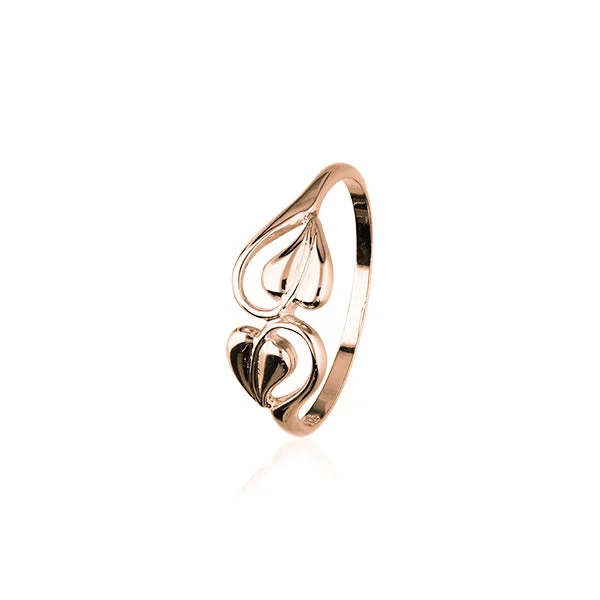 Vibrant enamel rings-9ct Rose Gold Ring with Leaf Design RR95