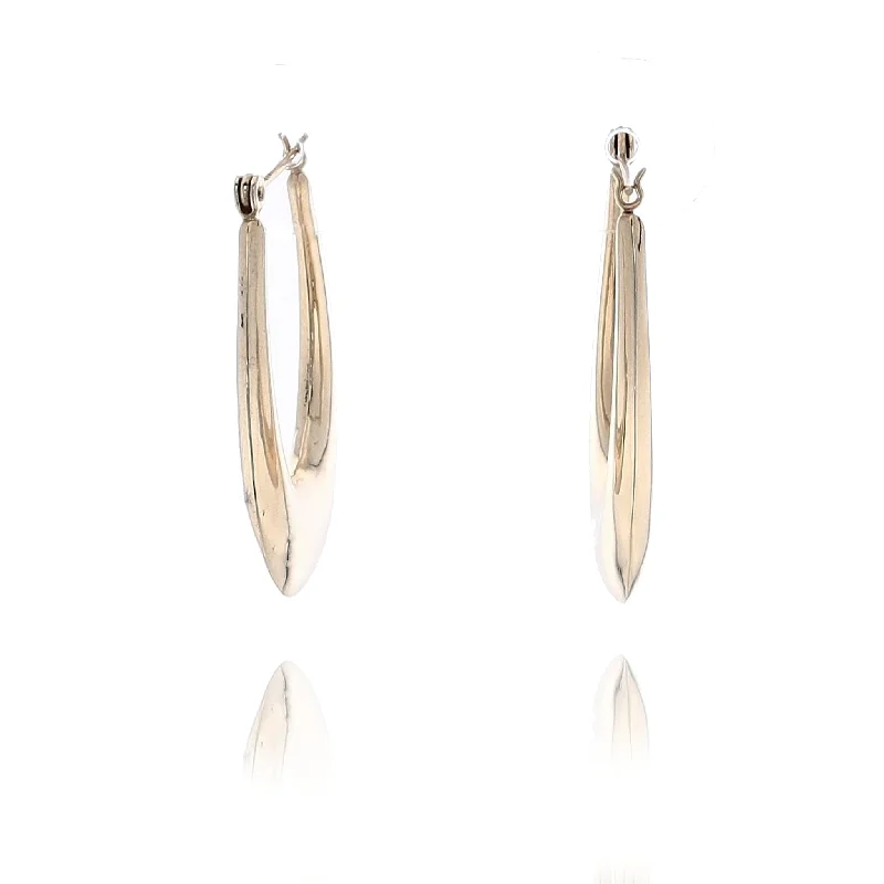 Cotton cord earrings-Estate 14 Karat Yellow Gold Tapered Polished Oval Hoop Earrings