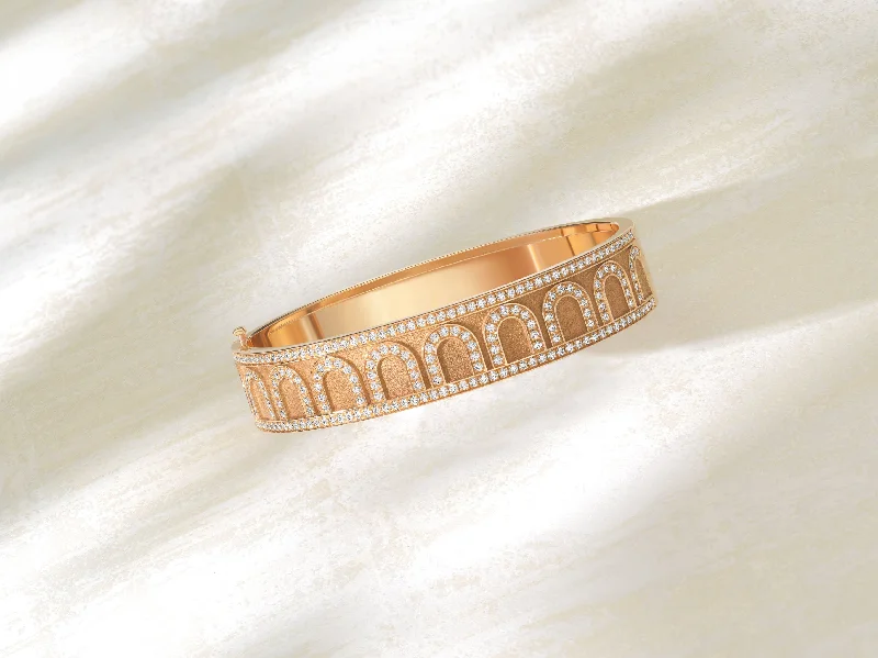 Boho tassel bangles-L'Arc de DAVIDOR Bangle GM, 18k Rose Gold with Satin Finish and Palais Diamonds