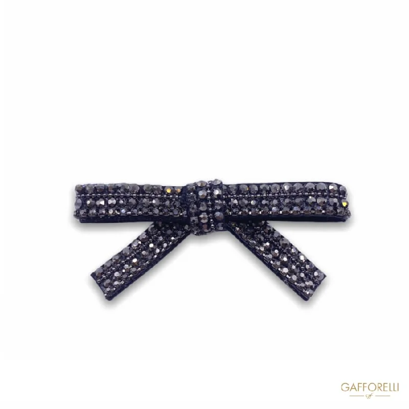 Fine dot brooch-Bow-shaped Brooch with Ribbon Base and Thermo-adhesive Glitter A483 - Gafforelli Srl