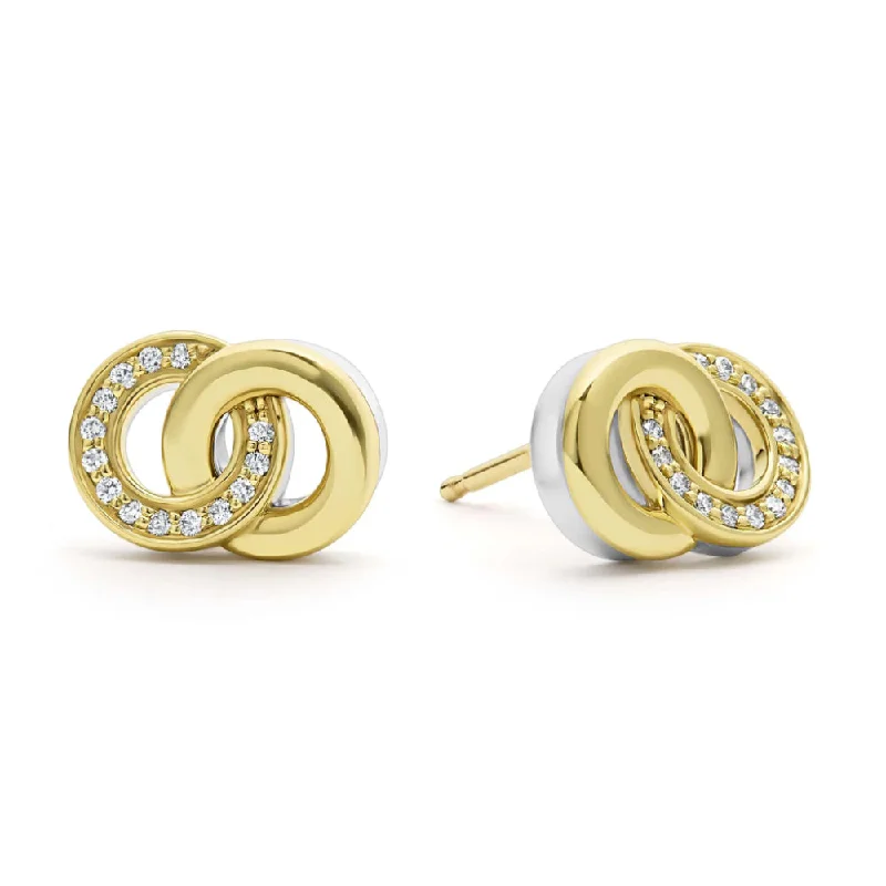 Playful gem earrings-Lagos Signature Caviar Two-Tone Interlocking Diamond Stud Earrings