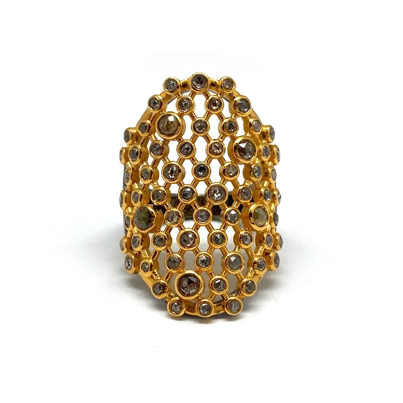 Cotton cord rings-Mesh Diamond Ring