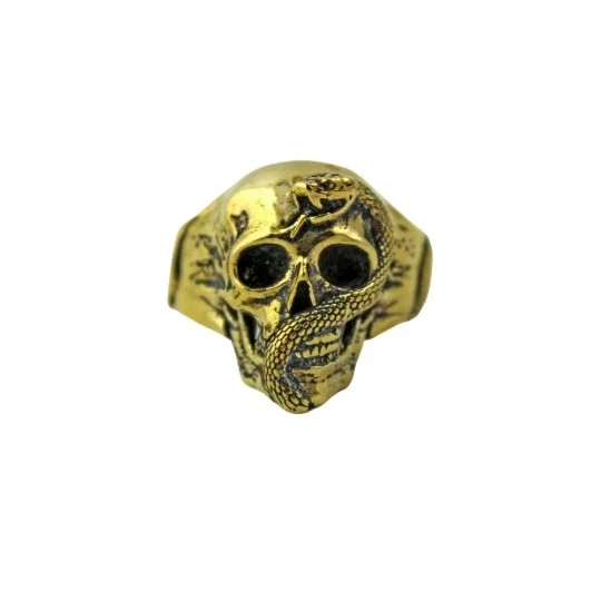 Sleek design rings-Brass "Jake" Skull Ring