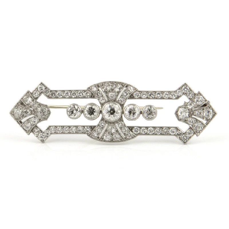 Topaz stone brooch-Art Deco Diamond Brooch in Platinum