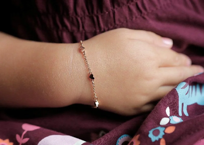 Fiber edge bangles-Dainty Solid Gold Heart Bracelet For Girls