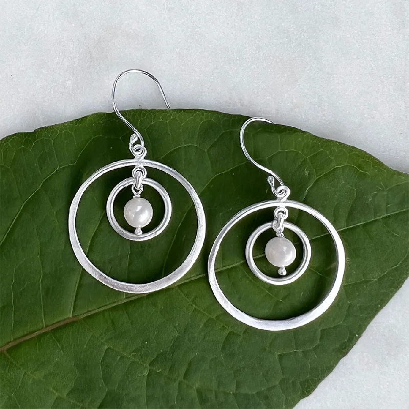 Thin hoop earrings-In Orbit Earrings - Sterling Silver, Indonesia