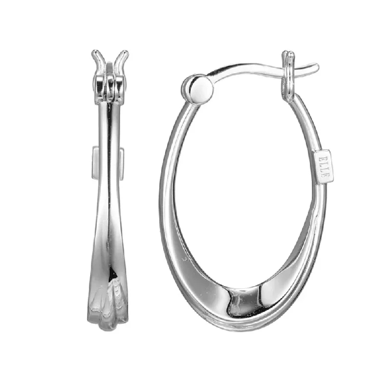 Pure stud earrings-Elle Swirl Collection Oval Hoop Earrings