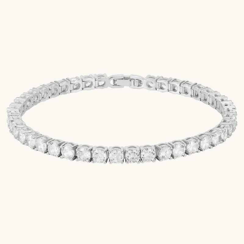 Reef knot bangles-Silver Diamond Tennis Bracelet