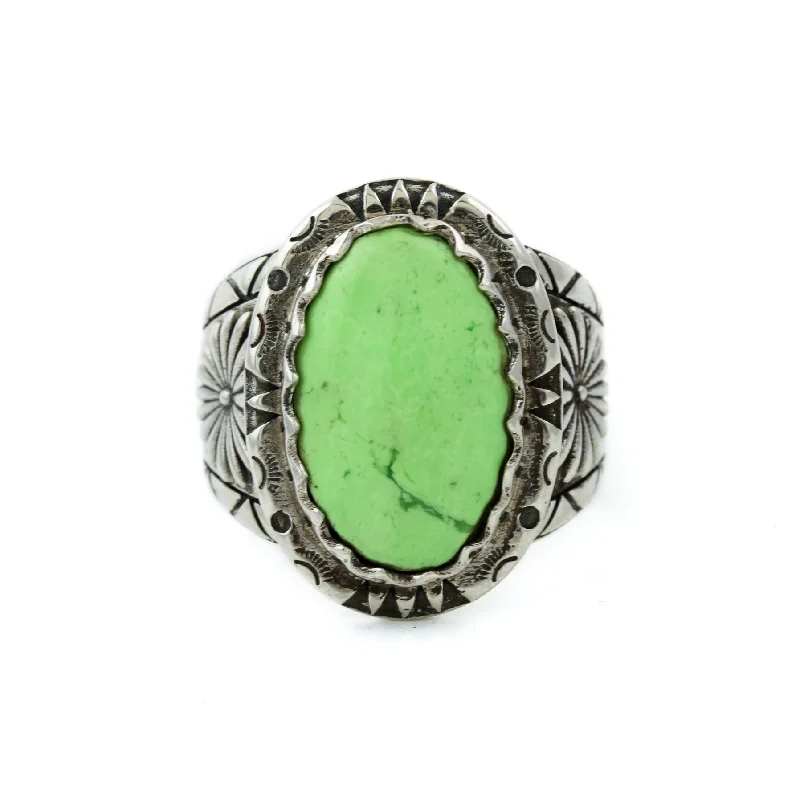 Reef knot rings-Lemon Chrysoprase "Imperial Seal" Ring