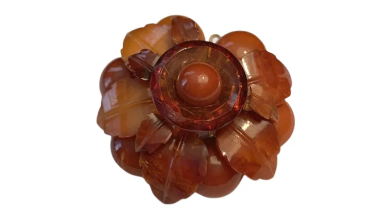 Silk thread brooch-Stunning Antique Natural Floral Fflower Butterscotch Amber Brooch Pin Pendant