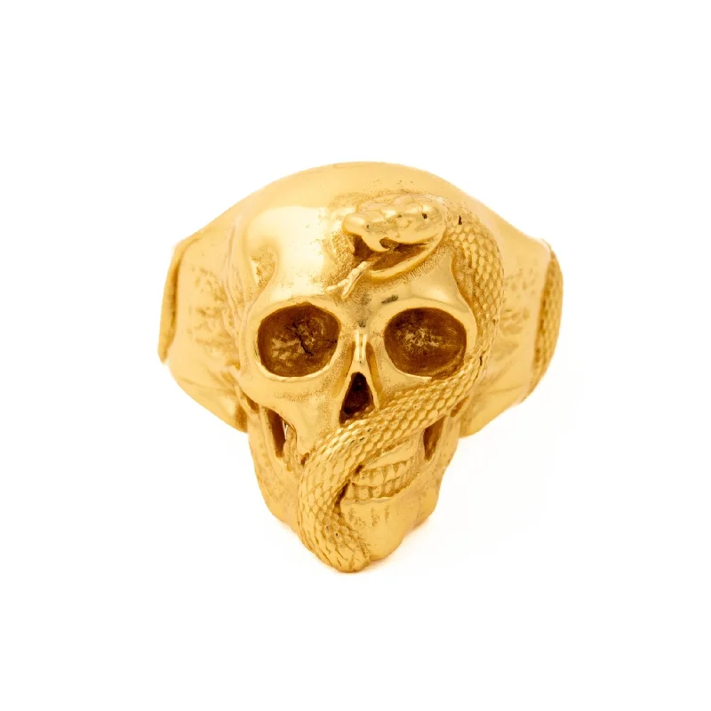 Bold druzy rings-Gold "Jake" Skull Ring