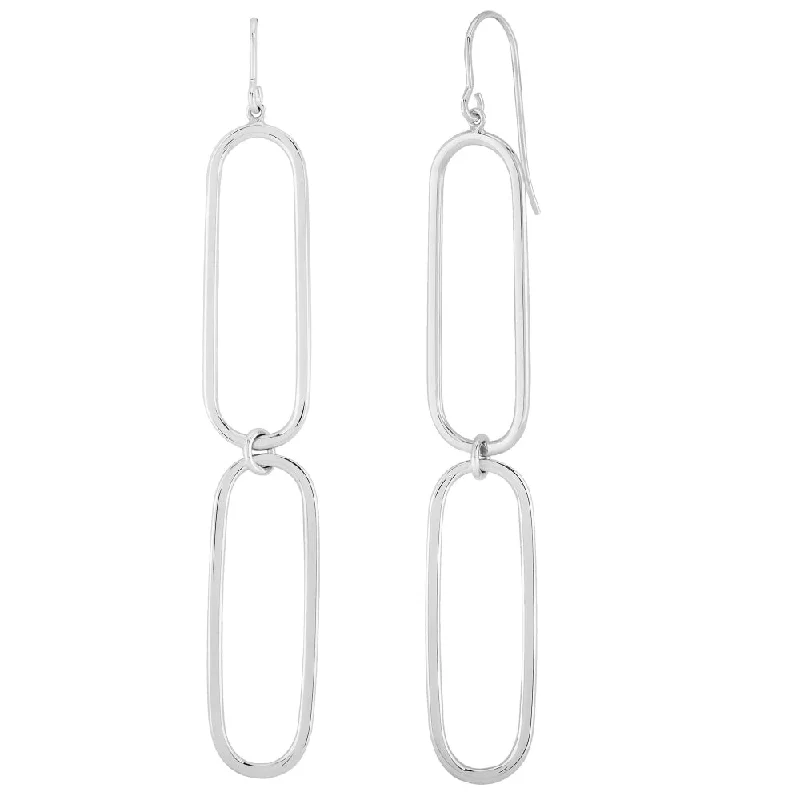 Bead weave earrings-Sterling Silver Paper Clip Dangle Earrings