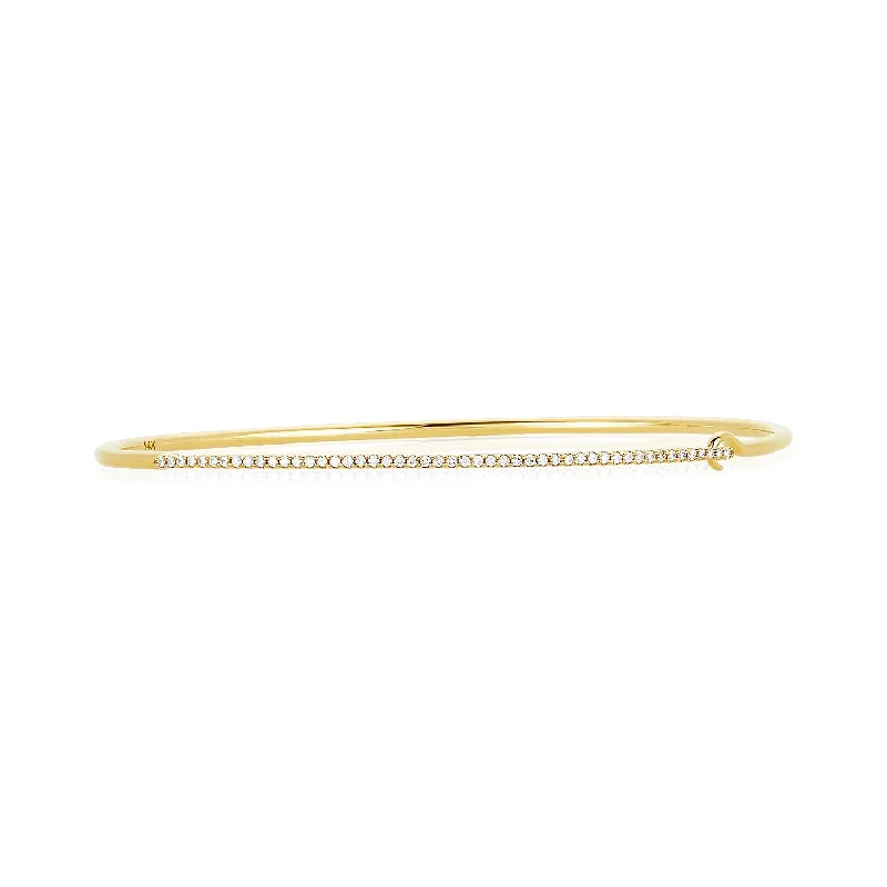 Textured metal bangles-Single Row Pave Bangle