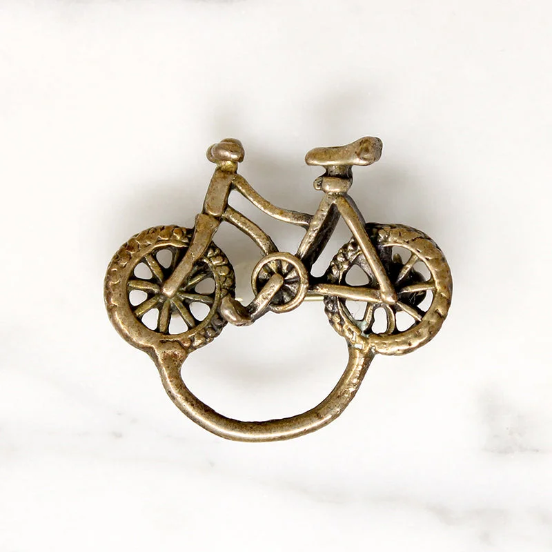 Warm clay brooch-Funky Brass Bike Brooch