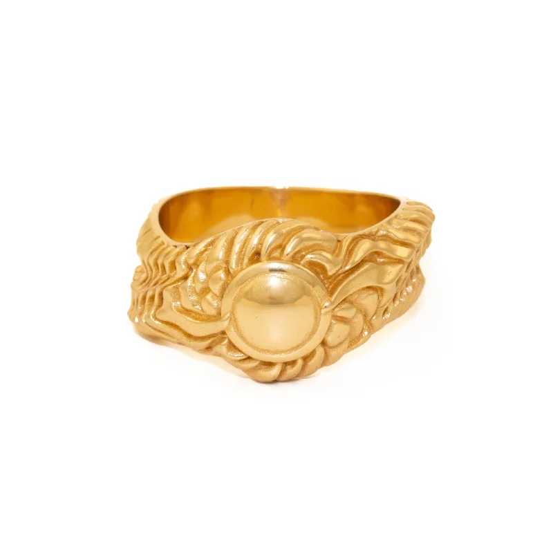 Bow motif rings-Gold "Biomech" Ring