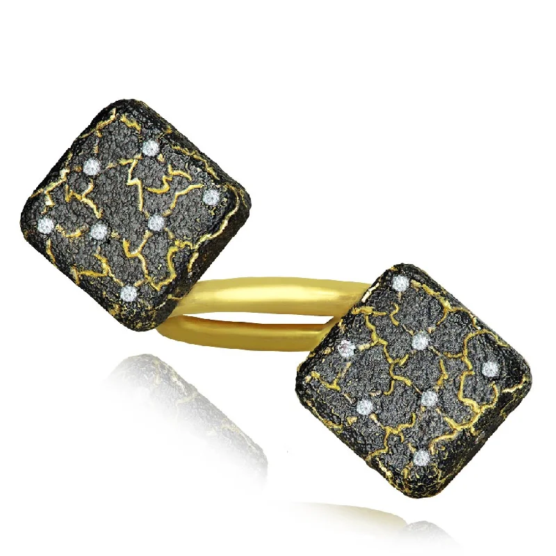 High gloss rings-Gold Dice Ring with Diamonds