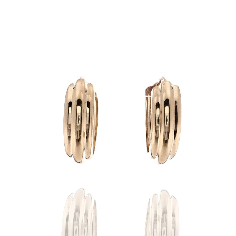 Glossy silver earrings-Estate 18k Yellow Gold Triple Tube Hoop Earrings