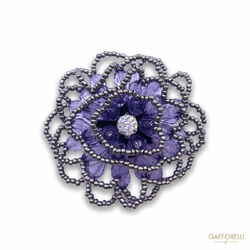 Elegant design brooch-Stones Brooch, Jewel Flower and Beads with Central Rhinestones A351- Gafforelli Srl