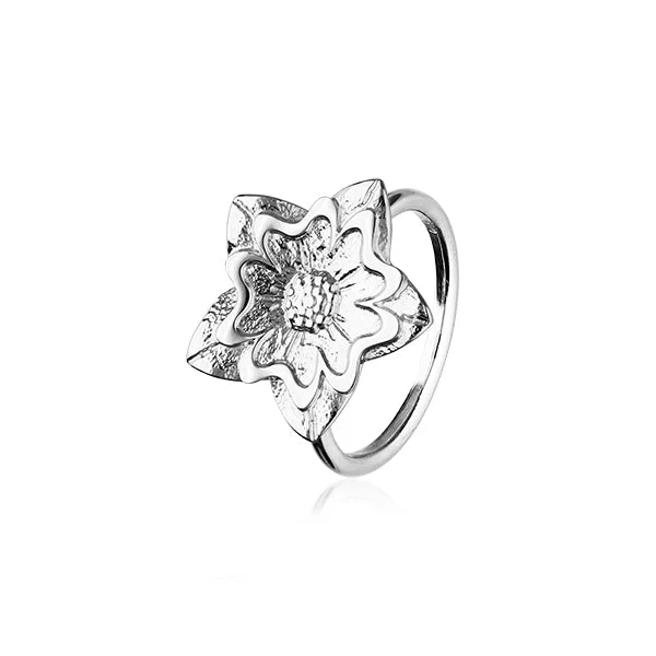 Curved shank rings-Scottish Primrose Silver Ring R412