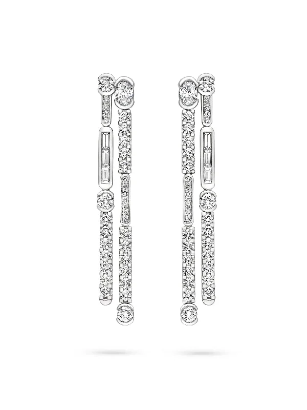 Layered tier earrings-The Boodles National Gallery Collection - Play of Light Platinum Drop Earrings