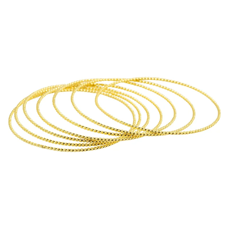 Fox motif bangles-14k Gold Plated 7-Piece Skinny Bangle Set