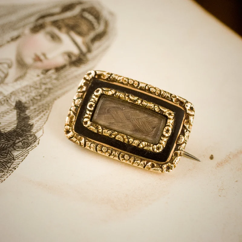 Fine thread brooch-Fine Circa 1820's Enamelled Mourning Brooch