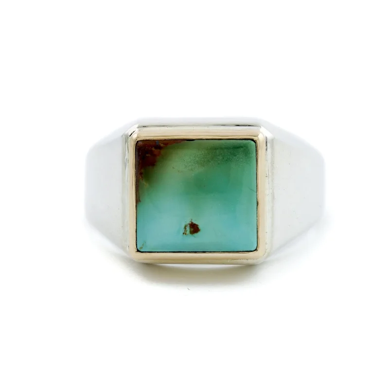 Pure form rings-Royston Turquoise Inlay Signet Ring