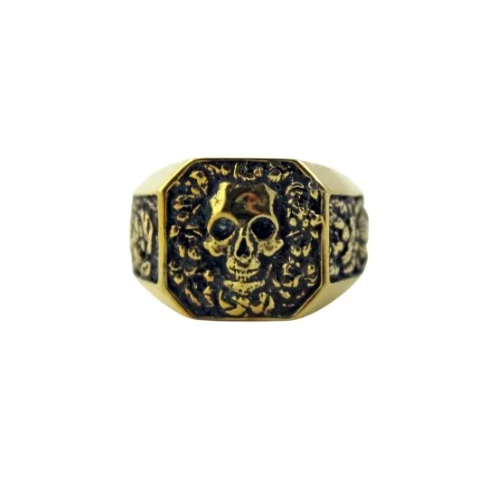 Onyx inlay rings-Brass "Garden of Eden" Ring