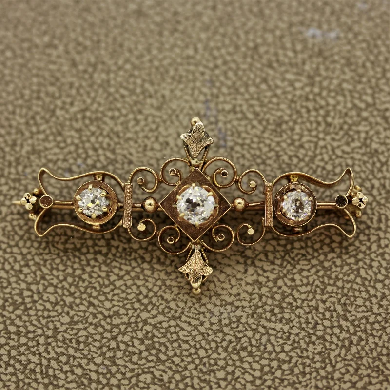 Mystic eye brooch-Victorian Diamond Gold Pin Brooch