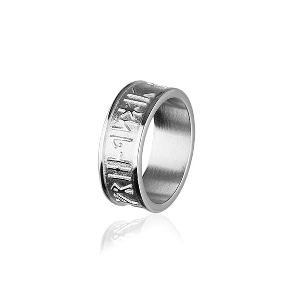 Thin frame rings-Runic Silver Ring R236