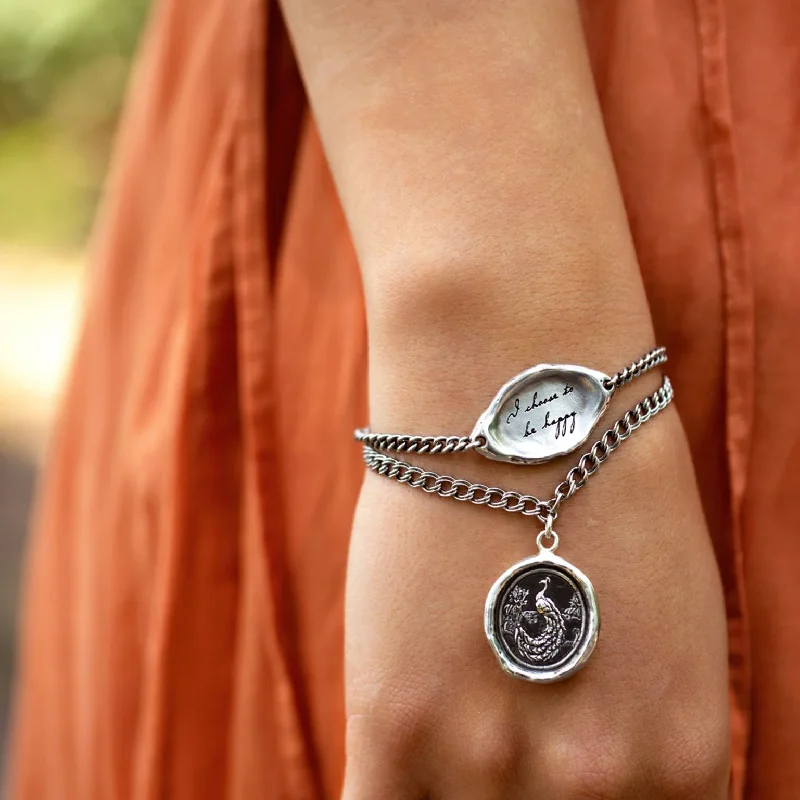 Chunky cuff bangles-My Body Is Beautiful As It Is Affirmation Talisman Chain Bracelet