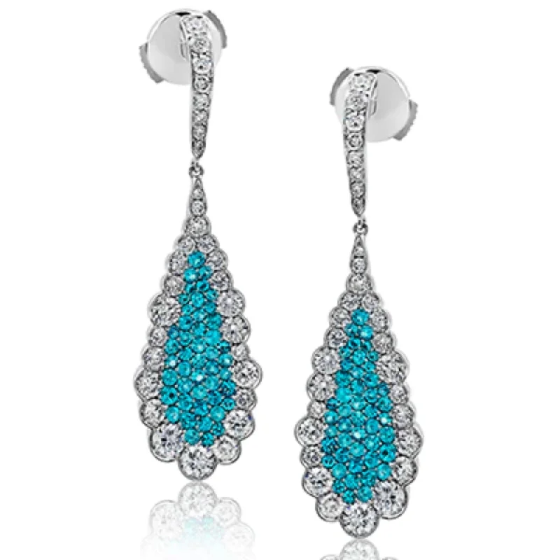 Stellar glow earrings-Simon G. 18k Diamond & Paraiba Tourmaline Earrings