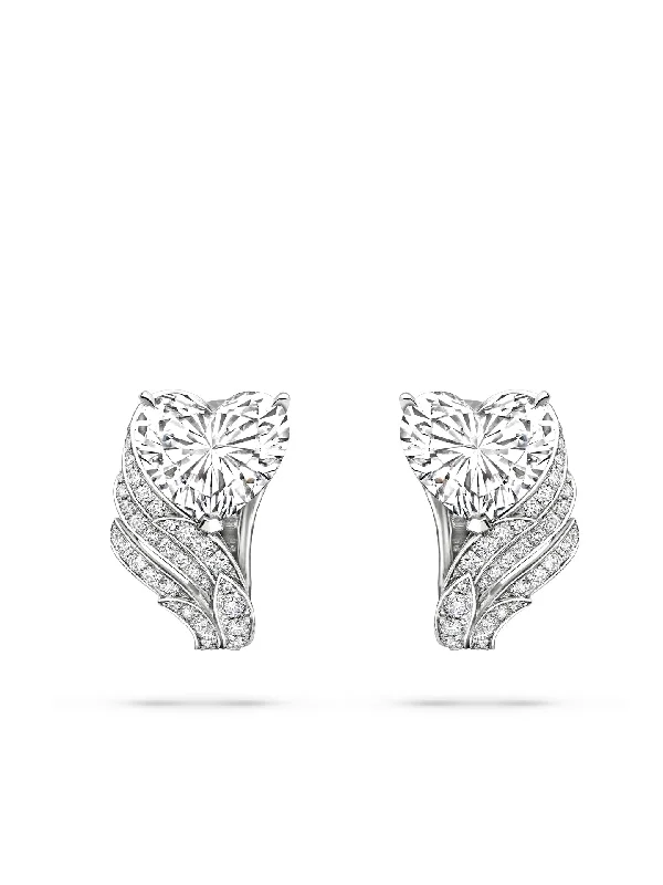 Tiny heart earrings-A Family Journey Florence Heart Diamond Platinum Earrings