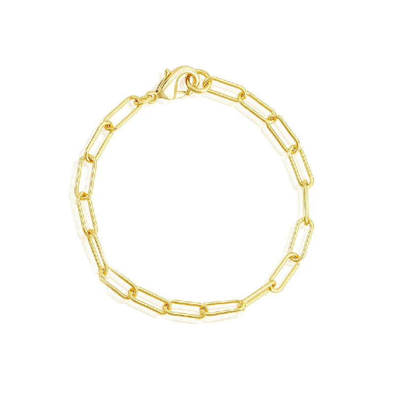 Chunky gem bangles-Tarnish Resistant 14k Gold Plated Chunky Paper Clip Chain Bracelet