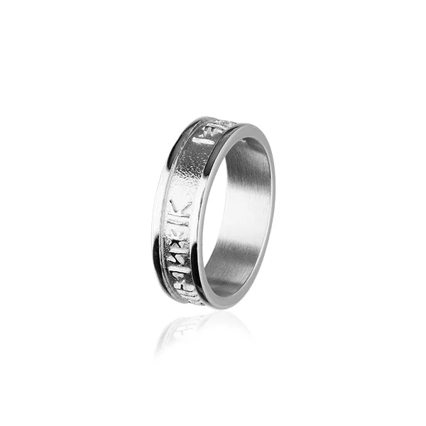 Raven feather rings-Runic Silver Ring R237