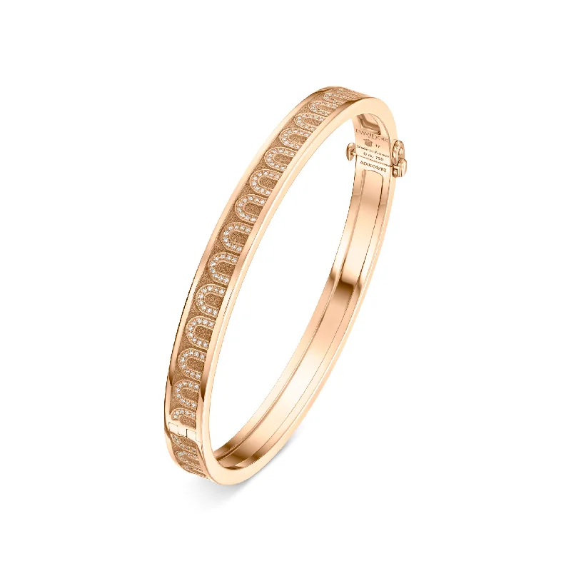 Tide shape bangles-L'Arc de DAVIDOR Bangle PM, 18k Rose Gold with Satin Finish and Arcade Diamonds