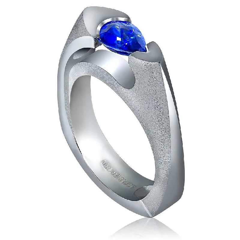 Cultured pearl rings-Passion Blue Sapphire Engagement Ring