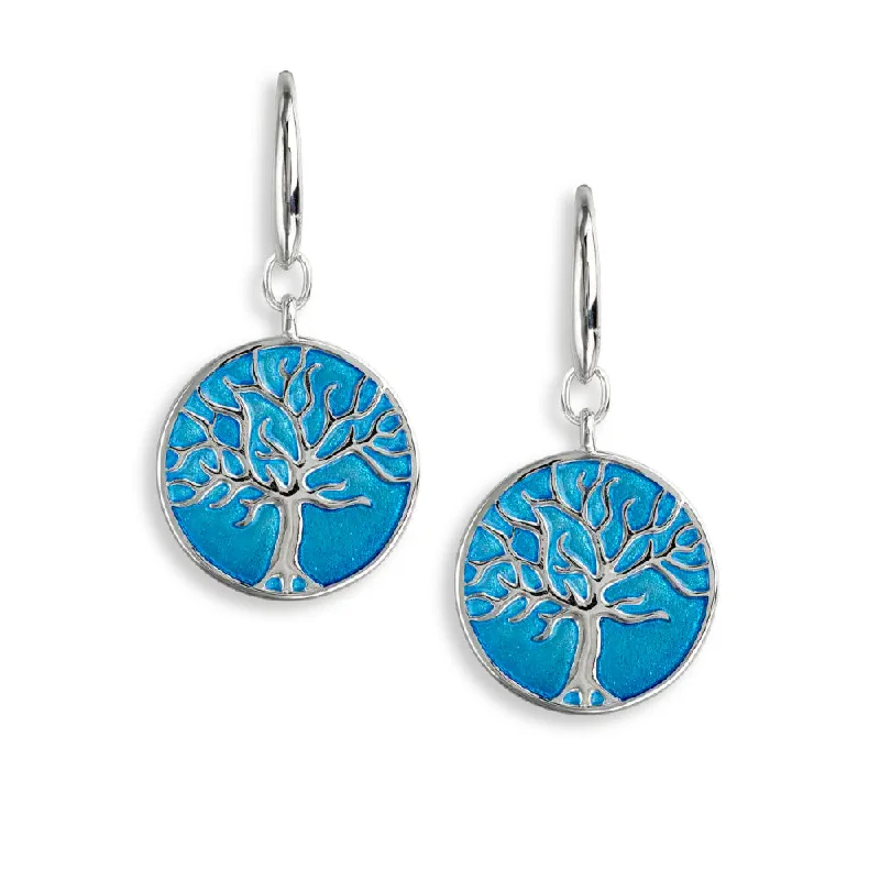 Textured disc earrings-Nicole Barr Blue Enamel Tree of Life Earrings