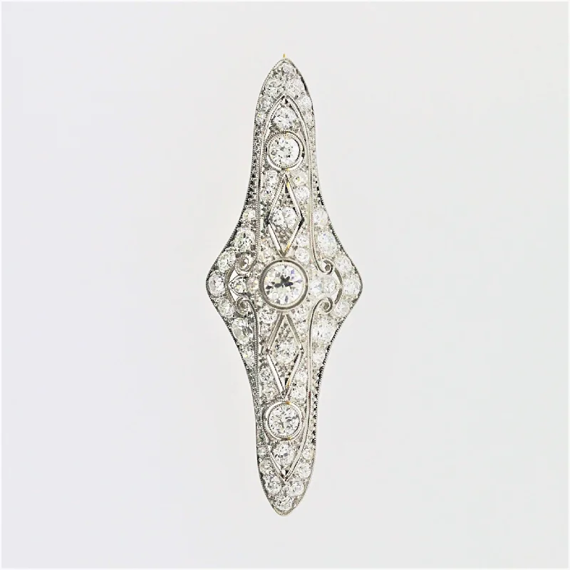 Owl shape brooch-Edwardian Diamond Platinum Gold Pin Brooch, Circa 1915