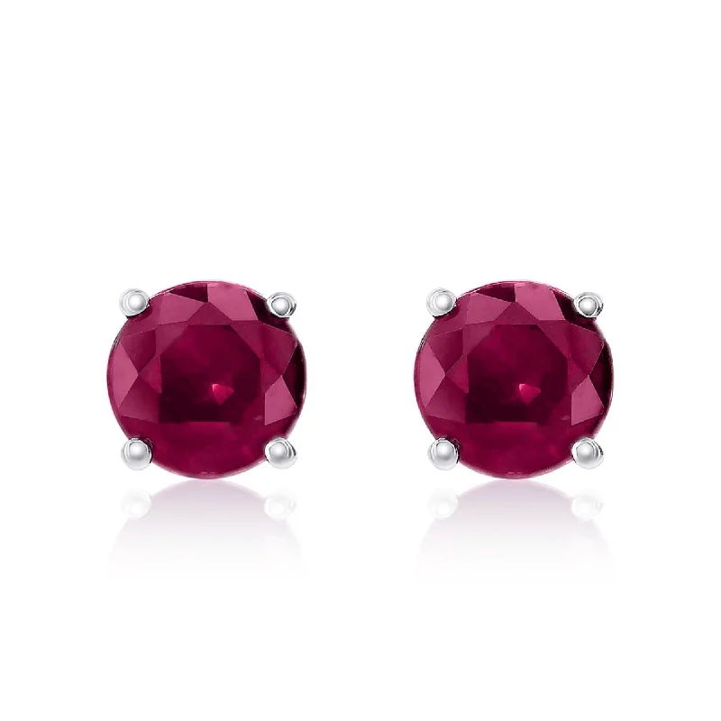 Solid hoop earrings-Smyth Jewelers 18k Gold Ruby Stud Earrings