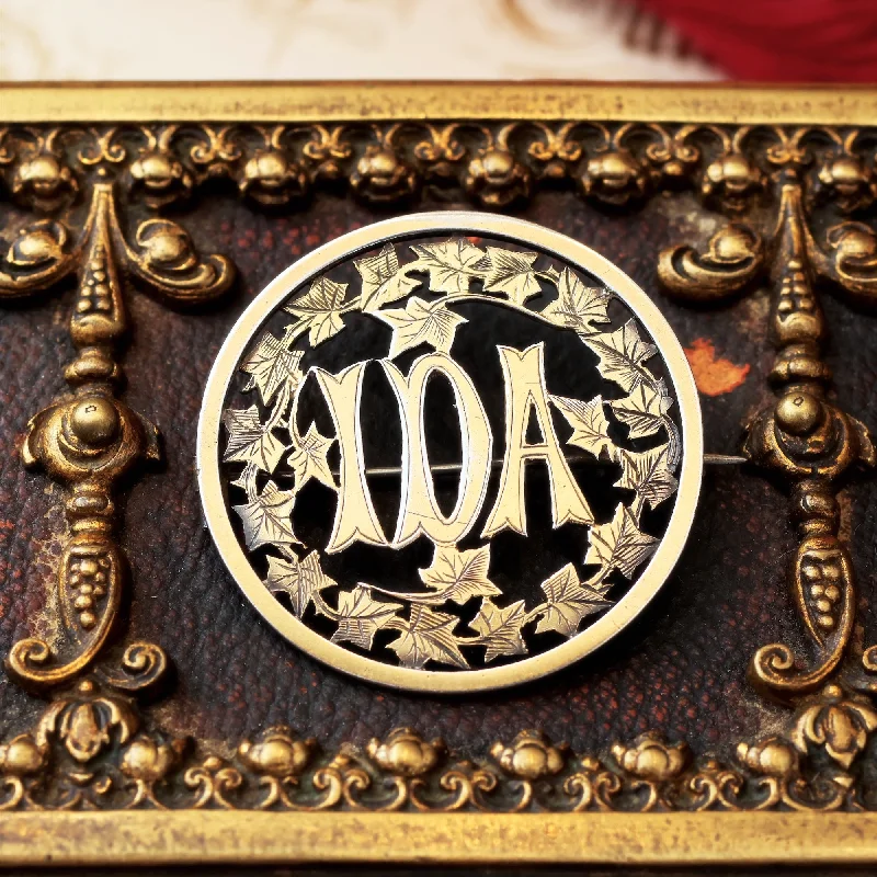 Warm clay brooch-Antique 1880's 'IDA' Name Brooch