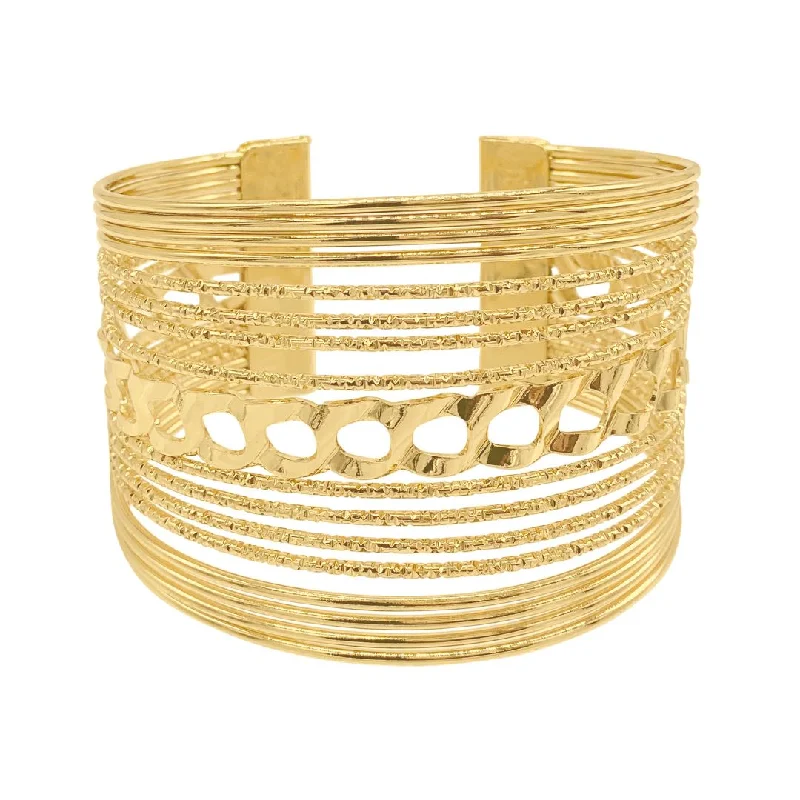 Dusk gothic bangles-14k Gold Plated Multi Strand Cuff Bracelet