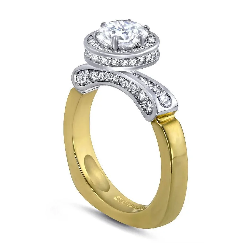 Spring band rings-Serendipity Diamond Halo Engagement Ring