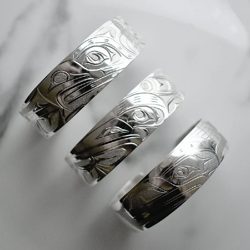 Crystal-twisted bangles-Wide Silver Totem Cuff - Joe Descoteaux