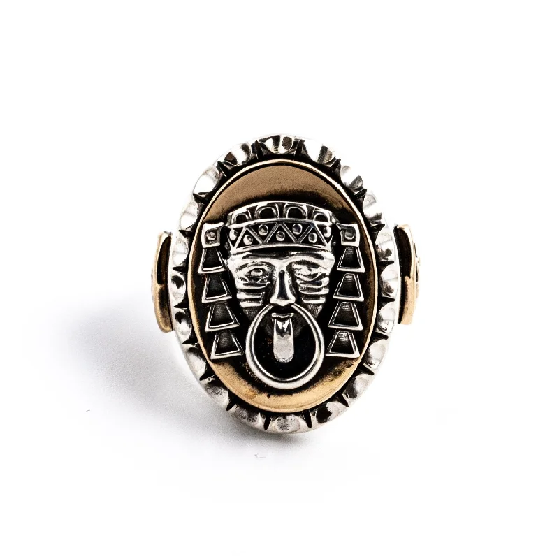 Tri-tone rings-Chalchi Aztec Biker Ring