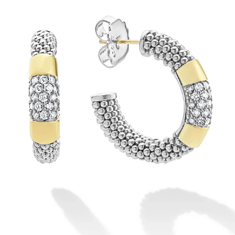 Fine triangle earrings-Lagos Gold Station Diamond Hoop Earrings