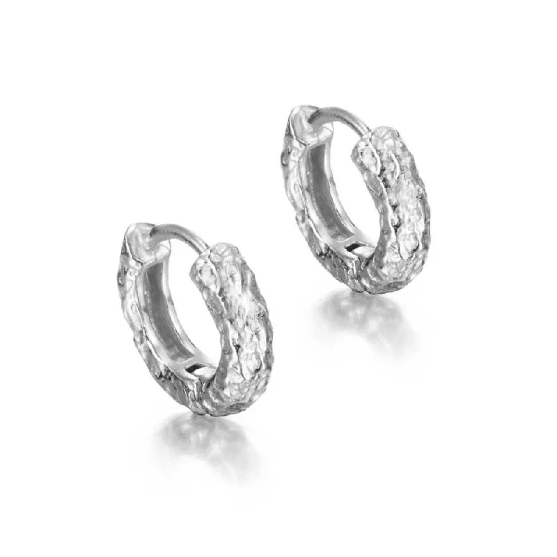 Topaz stud earrings-Jorge Revilla Lava Collection Sterling Silver Huggie Hoop Earrings